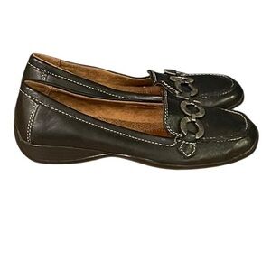 Naturalizer Casper Black Leather Loafers Flats Style 41386001